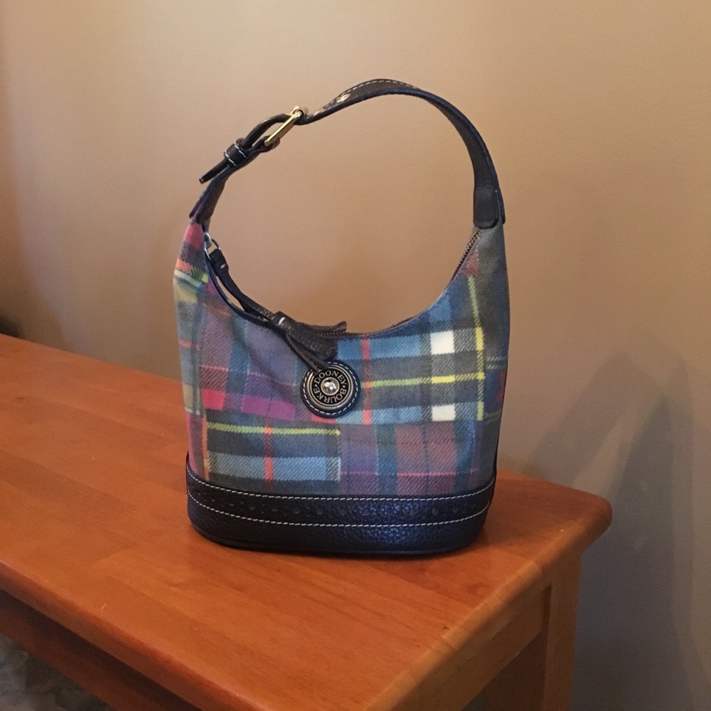 Dooney & Bourke Multicolor Plaid Mini Hobo with Black Trim